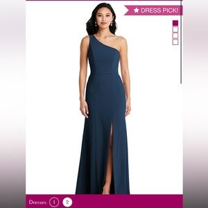 Dessy Bella Bridesmaids Crepe blue dress